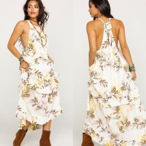 Free People Floral Maxi Dress - Cream and Yellow